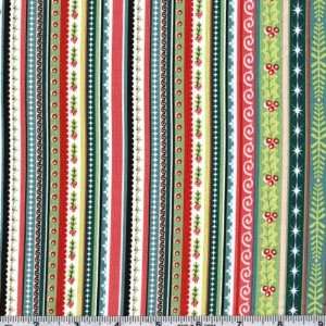   Wide Have a Sheri Berry Holiday Holly Stripe Lime Fabric By The Yard