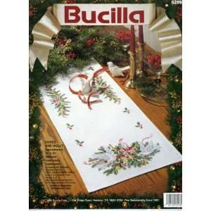  Doves and Holly Stamped Embroidery Table Runner Kit Arts 