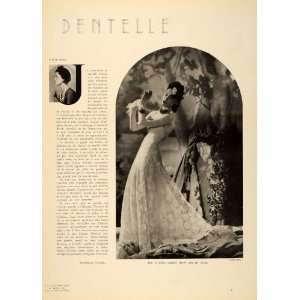 1939 Gabrielle Coco Chanel Fashion Lace Gown Article   Original Print 