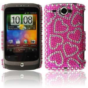  WalkNTalkOnline   HTC G8 Wildfire Pink & Silver Hearts Handmade 