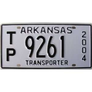   Arkansas Transporter License Plate with Black Numbers 