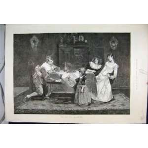  1889 Wines Family Dinner Table Cheers Antique Fine Art 