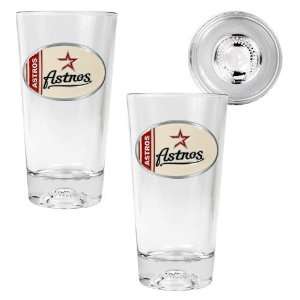   Pint Ale Glass Set with Baseball Bottom   Oval Logo