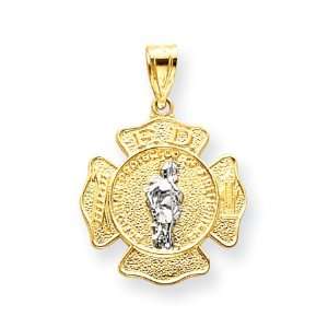  13/16in St Florian Medal   14kt Two Tone Gold/14kt two 