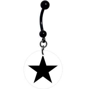  White Black Star Belly Ring Jewelry