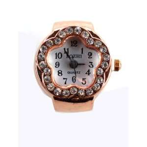   Bronze Color Stretchable Watch Ring With Star Shaped Face Jewelry