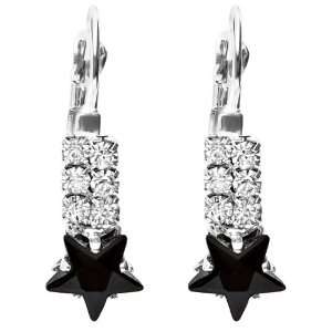 Star Shaped with White Round CZ Cubic Zirconia Ladies Danging Earrings 