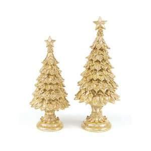   Christmas Traditions Gold Holly Leaf Tabletop Christmas Trees 17.5