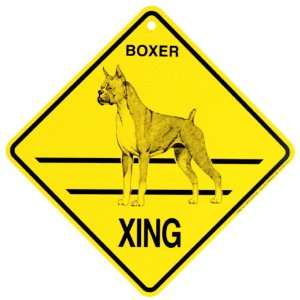  Boxer Cropped ears Xing caution Crossing Sign dog Gift 