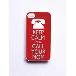  iPhone 4/4S Case Keep Calm and Call Mom   White 