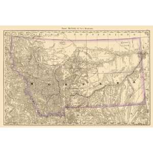 MONTANA STATE MAP BY RAND, MCNALLY & CO. 1879 