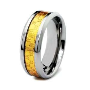 Titanium Wedding Band with Gold Center Inlay and High polish Finish in 