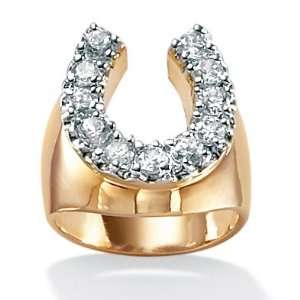   14k Gold Plated DiamonUltra™ Cubic Zirconia Horseshoe Ring Jewelry