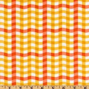 44 Wide Feedsack Melody Wave Checks Orange/Yellow Fabric 