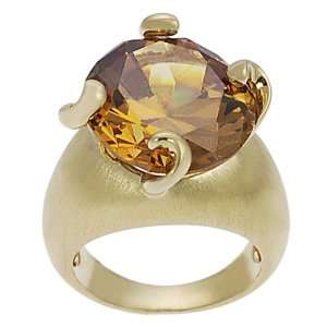  Goldtone Oval cut Orange Cubic Zirconia Ring Jewelry