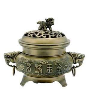  Brass Fu Temple Dog Incense Burner 