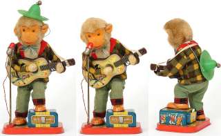Vintage ROCK n ROLL MONKEY Japan guitar playing battery toy complete 