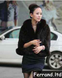 New Real Genuine Knit Mink Fur Coat/Jacket/Vest With Fox Fur Collar 