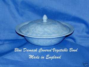 Wood & Sons Dinnerware~BLUE DAMASK~Covered Veg. Bowl  
