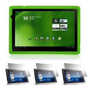 Packs of LCD Clear Screen Protector + Green Silicone Case for Acer 