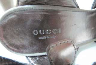 Gucci Bronze Gladiator Stacked Platform Heels Sz 38.5  