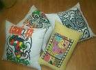 Set of 4 art inspired pillows by Tribal Immunity, cotton knit