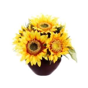  10 Sunflower Arrangement in Paper Mache Pot Yellow (Pack 