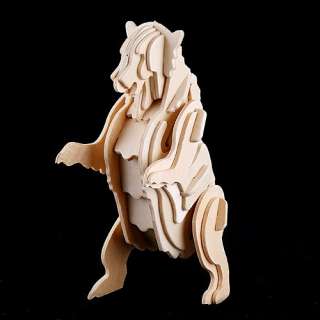 3D Wooden Puzzle Educational Toy Grizzly Bear Model  