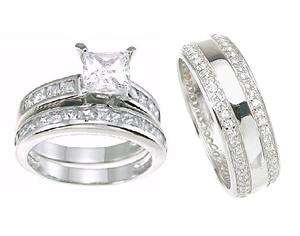 His and Hers Wedding Rings Bands Matching Set Womans Size 5 11; Mans 
