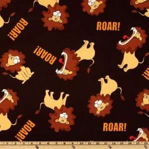  Timeless Treasures Jungle Flannel Lion Roar Brown Fabric By The Yard