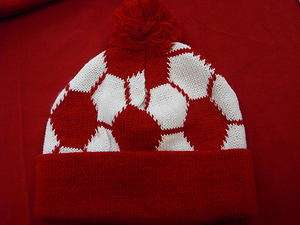 Soccer Hats Socce Beanie Red Childs Size Beanie Caps  