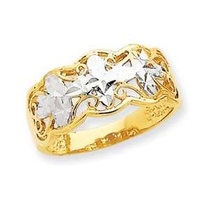  14k Rhodium Diamond Cut Wave Ring   Size 6   JewelryWeb 