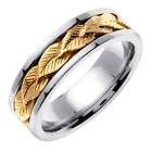 FINE MENS BRAIDED WEDDING BAND MAN RINGS TWO TONE GOLD  