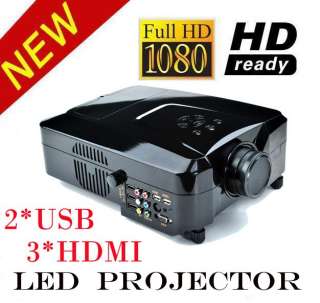 HDMI + 2*USB LED HD Projector 1080P Home Theater Projector Native 