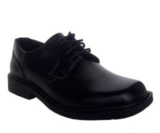 Good Fellas 9111 1D/E Boys Black Plain Toe Comfort Lace Up Dress Shoes 