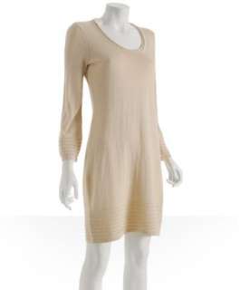 Design History ivory lurex knit scoop neck dress   