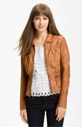 New Markdown Hinge® Gathered Leather Jacket Was $298.00 Now $174.90 