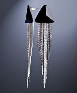 Adia Kibur black resin triangle fringe earrings   