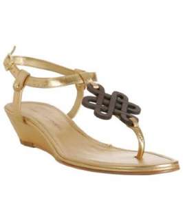 Diane Von Furstenberg gold metallic nappa Molto thong sandals 