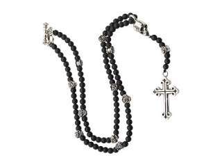 King Baby Studio Rosary Necklace w/ Med Onyx Beads Skull & Cross 