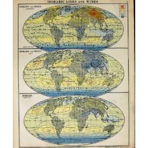    1925 Map Isobars Winds World Rainfall Summer Winter