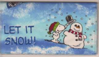 SNOOPY CHECKBOOK COVER LET IT SNOW FABRIC NEW SNOWMAN  