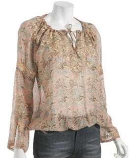 Calypso dusty pink moroccan floral Adi chiffon blouse   up 