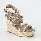 CANDIES CAMIMIKHAKI TAN GLADIATOR PLATFORM FRINGE SANDALS SZ 9 M NEW 