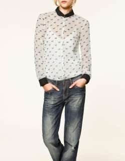 New 2012 Fashion Spring Zara Trf Horse Print Chiffon Women Print Shirt 