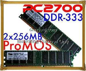 256MB (512MB) ProMOS PC2700 DDR333 Desktop Computer Memory RAM 