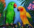 male eclectus sun conure giclee of painting bird flowers parrot