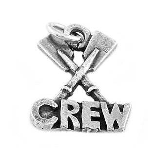 Silver One Sided Paddle Rowing Crew Dangle Bead Charm Jewelry  