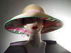 Casual Summer Kokin Hot Pink Lime Ribbon Straw Sun Hat