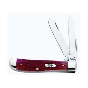 Case Mini Trapper Red CV Bone Pocket Knife Clip&Spey Blades Chrome 